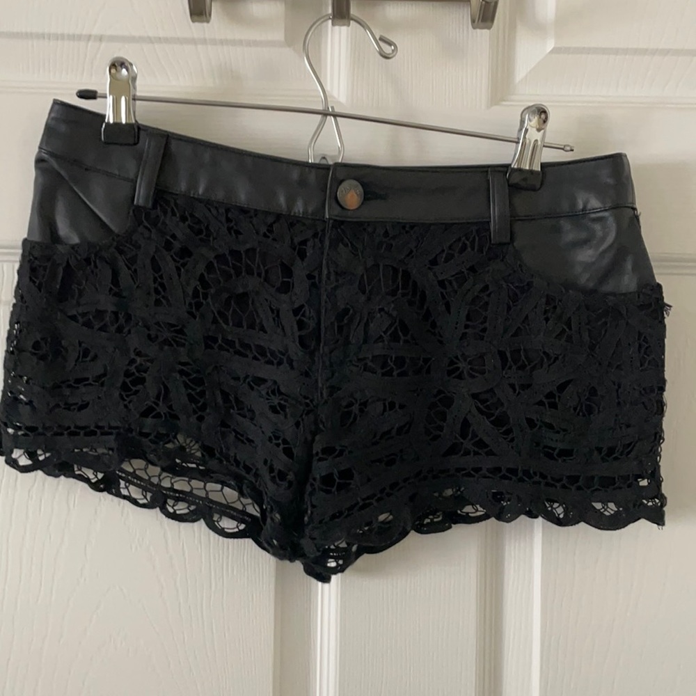 Free people lace + leather shorts